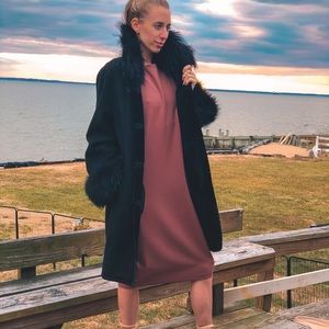 Stefania Sarre Black Shearling Coat - Size M